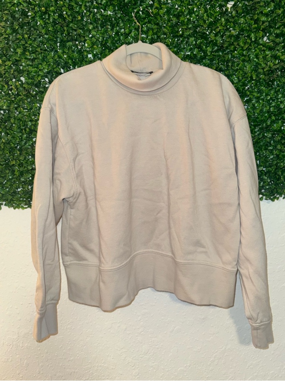 Zara Neutral Turtleneck Pullover Sweatshirt - Light Beige